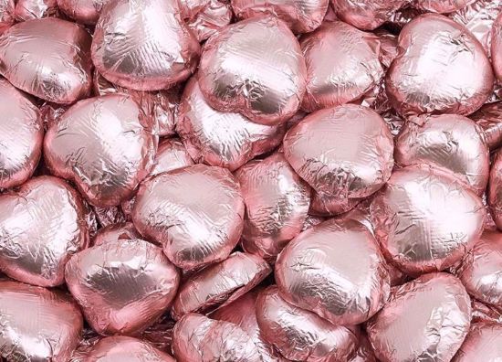 Picture of Rose Gold Foil Wrapped Chocolate Hearts
