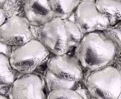 Picture of Silver Foil Wrapped Chocolate Hearts