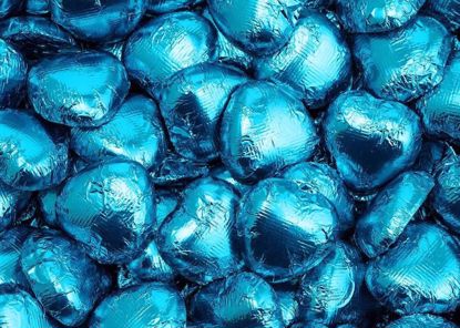 Picture of Turquoise Foil Wrapped Chocolate Hearts