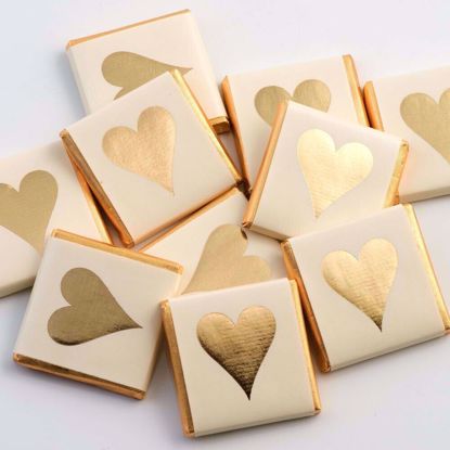 Picture of Gold Foil Wrapped Chocolate Hearts Neapolitans