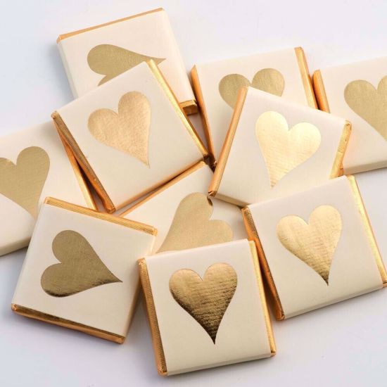 Picture of Gold Foil Wrapped Chocolate Hearts Neapolitans