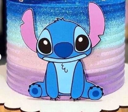 Picture of Purple Blue Stitch Wafer Cake Topper
